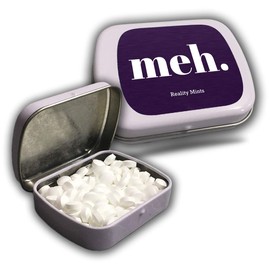 Meh Mints - Wintergreen Breath Mints - Novelty Candy Gift for Women - Hinged Collectible Tin of Sugar-Free Candy