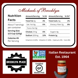 Michaels Of Brooklyn, Sauce, Tomato Basil, Pack of 6, Size 32 OZ, (GMO Free Low Sodium Vegan Wheat Free Yeast Free)