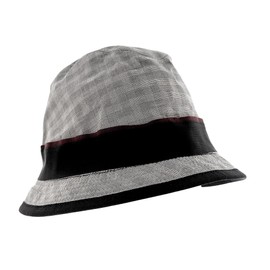 Dolce & Gabbana 100% Cotton Gray Plaid Bucket Hat with Black Ribbon Band-58 for Womens