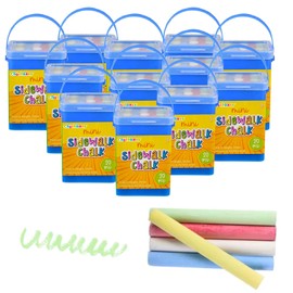 240 Mini Sidewalk Chalk in Bucket, Sidewalk Chalk for Kids, Assorted Colored Mini Chalk Pieces, Perfect For Party Favors, 3.2" Inch (12-Pack, 20 each Pack, Total 240 Pieces)