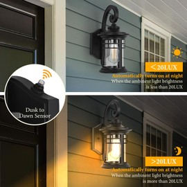 odorpower Outdoor Wall Lights Dusk to Dawn Porch Light, Exterior Lighting Fixtures Dawn to Dusk Outdoor Light Fixture Exterior Wall Sconce Lighting for House Patio