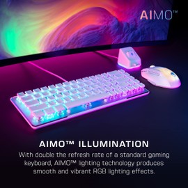 Roccat Vulcan II Mini–65% Optical PC Gaming Keyboard with Customizable RGB Illumination, Detachable Cable, Button Duplicator, On-board profiles, Aluminum Plate, 100 million Keystroke Durability -White