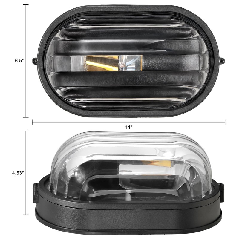 Luminzone 2 Pack Outdoor Oval Wall Lights, 11'' Nautical Bulkhead