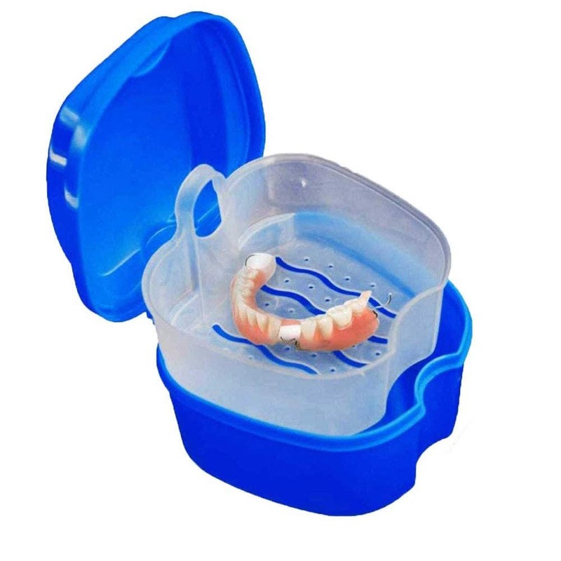 Denture Box with Strainer, Portable False Teeth Storage Container, Orthodontic