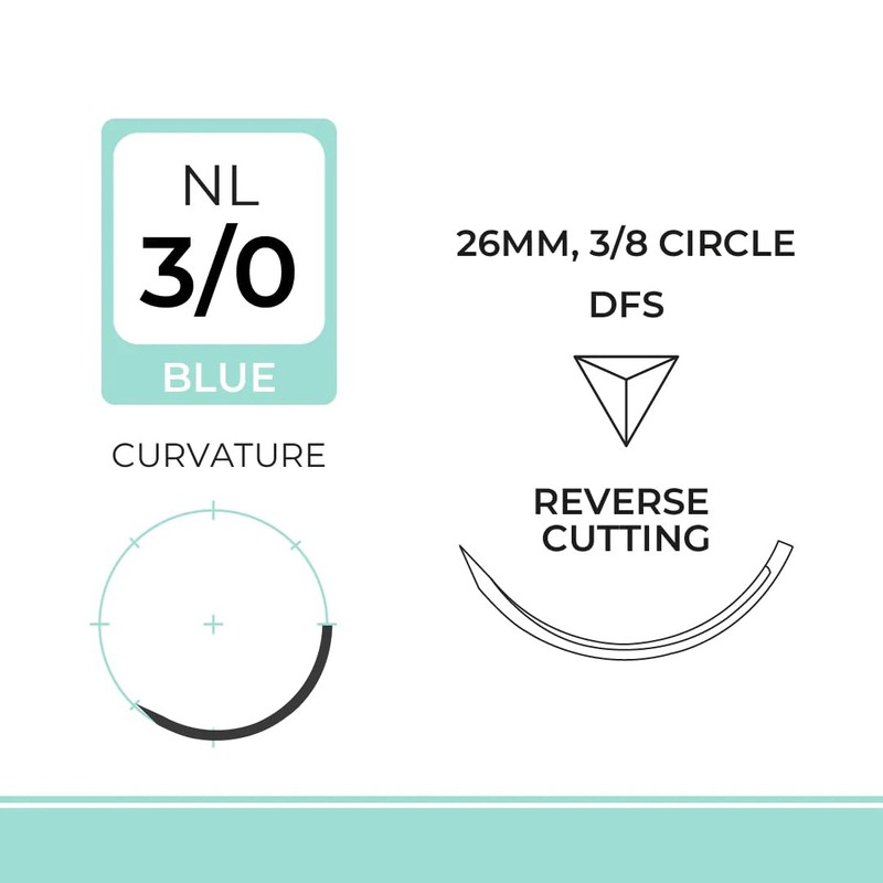 DEMETECH DemeLON Non-Absorbable Nylon Monofilament Suture, DFS, 26mm, 3/8 Circle,