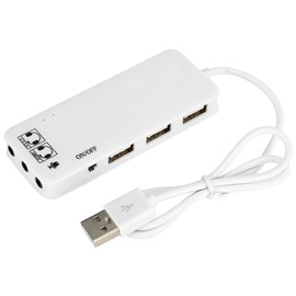USB 2.0 Hub TO 3 port USB 2.0 + Headphone  Mic w 7.1CH Sound Adapter Port Splitter White