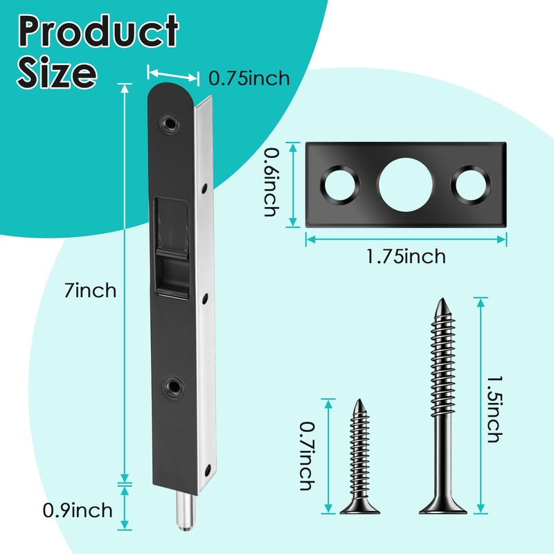 Ceoighe 2 Pack Flush Bolt for Double Door, 7 Inch