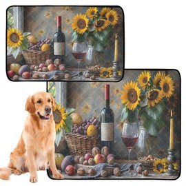 YEGAME Wine Grape Washable Pee Pads for Dogs Cats, Reusable Puppy Pads Absorbent Non-Slip Waterproof Pet Training Pads for Potty Training, Playpen, Crate