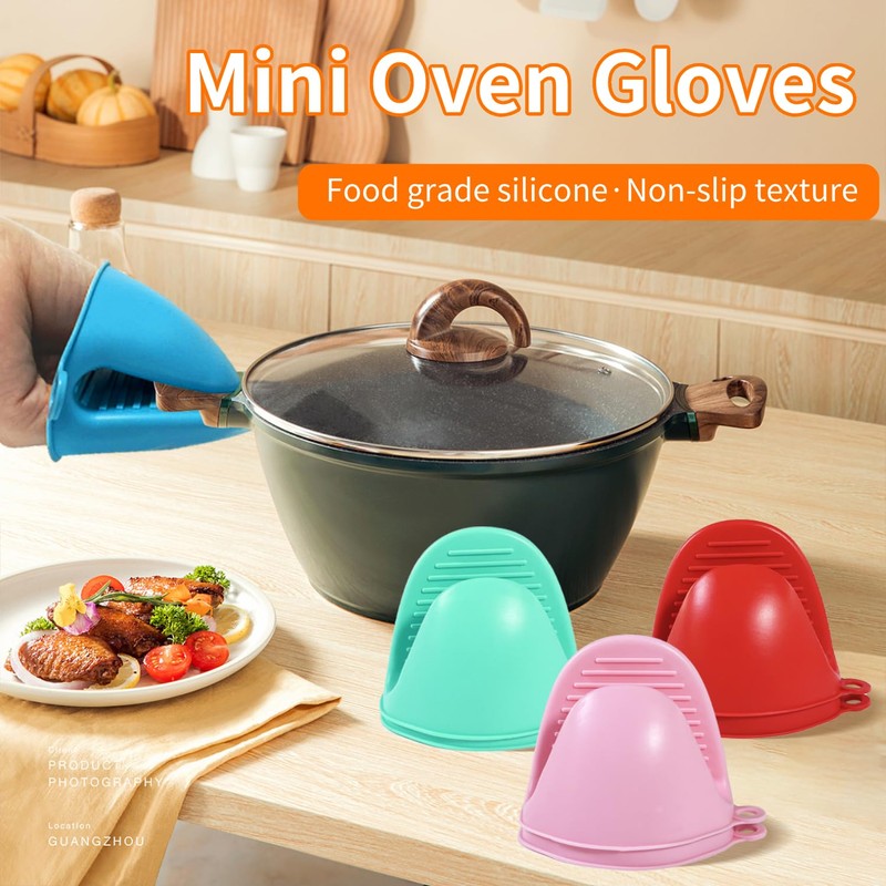 Maocufan Compact Silicone Oven Mitts - Heat Resistant Mini Gloves