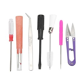 GLOGLOW Kit de Herramientas para Máquina de Coser 7 Piezas, Accesorios de Reparación con Pinzas, Cepillo, Punzón y Destornilladores. Mantenimiento Portátil.