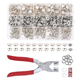 Mandala Crafts - Juego de botones a presión de metal de 9,74 mm, 200 broches de costura de perlas con herramienta de cierre para ropa y manualidades de piel