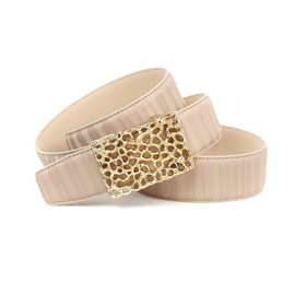 Anthoni Crown Unisex Leather Belt, beige