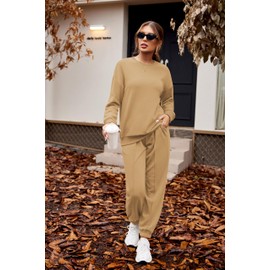 HOTOUCH Fleece Sweatsuit 2 Piece Outfit Winter Sherpa Lined Tracksuit Warm Up Suits Thick Sweatshirt and Sweatpants Sets