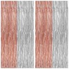 Silver & Rose Gold Foil Fringe Curtain Pair