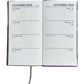 2025 A6 Hardcover Diary, Week to View Planner, Stylish Lilac Floral Design, A6 Size (Floral Pink)