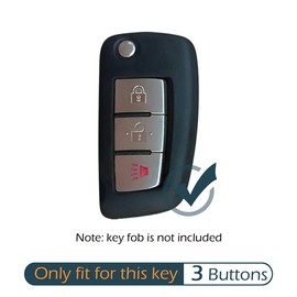 GFDesign 2 Pcs Silicone 3 Buttons Key Fob Cover Remote Case Keyless Protector Compatible with Nissan Rogue/Rogue Select/Rogue Sport CWTWB1G767 (Black & Hot Pink)