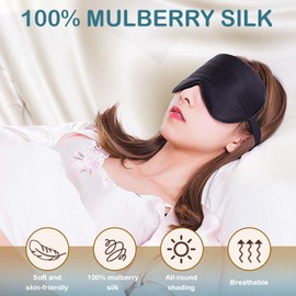 Wennala 100% Bio Maulbeerseide,Schlafmaske,99% Lichtblockierende Schlafbrille Mit Verstellbarem Band Für Frauen & Herren & Kinder, Schlaf Augenmaske Für Reise Gadget, Schlafmaske Herren