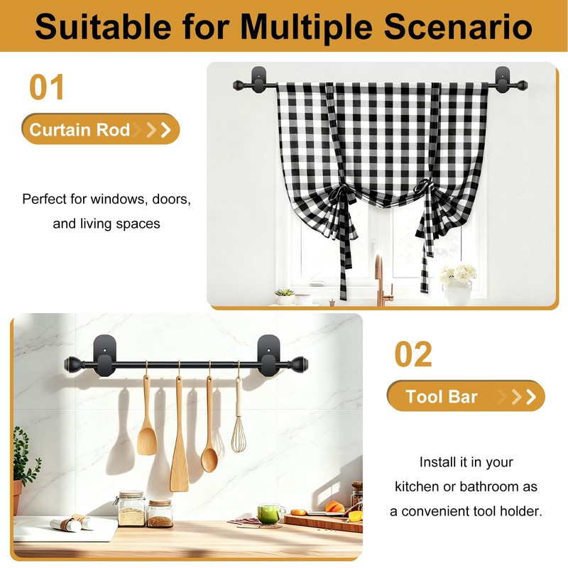 KAMANINA Curtain Rods No Drilling for Windows 32 to 86