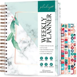 PLANBERRY Weekly Planner Large – Elegant Life & Budget Planner to Hit Your Goals & Live Happier - Organizer & Productivity Journal - 20x27cm Hardcover, Undated + Stickers (Natural Green)