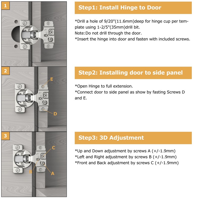 Furniware 2 Pieces 1/2 in Overlay Soft Close Concealed Hinge