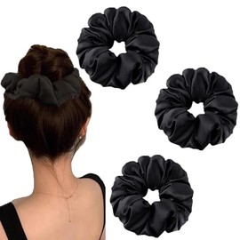 4 Pcs Oversized Satin Hair Scrunchies 6.3 inch Extra Large Scrunchie Satin Silk Hair Scrunchies Elastic Hair Ties Hair Bands Ponytail Holders for Women and Girls
