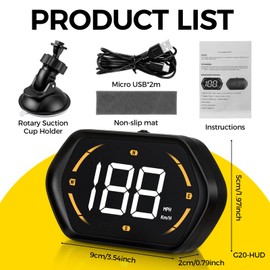 Digital GPS Speedometer Car HUD, Heads Up Display With Real-Time Speed, Auto Gps Speedometer MPH with USB Car Charger & Suction Cup Holder Plug and Play for All Cars