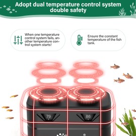 hygger Aquarium Heater,600W/800W Submersible Fish Tank Water Heater Double Quartz Explosion-Proof with Separate Temperature Measurement System for Freshwater Saltwater Tank (600W)