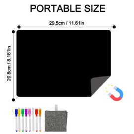 Hisredsun A4 2 Pcs Magnetic Dry Erase Whiteboard Sheet for Fridge,Chalkboard Small Magnet Fridge Message Boards White 8 Pens，1 Eraser