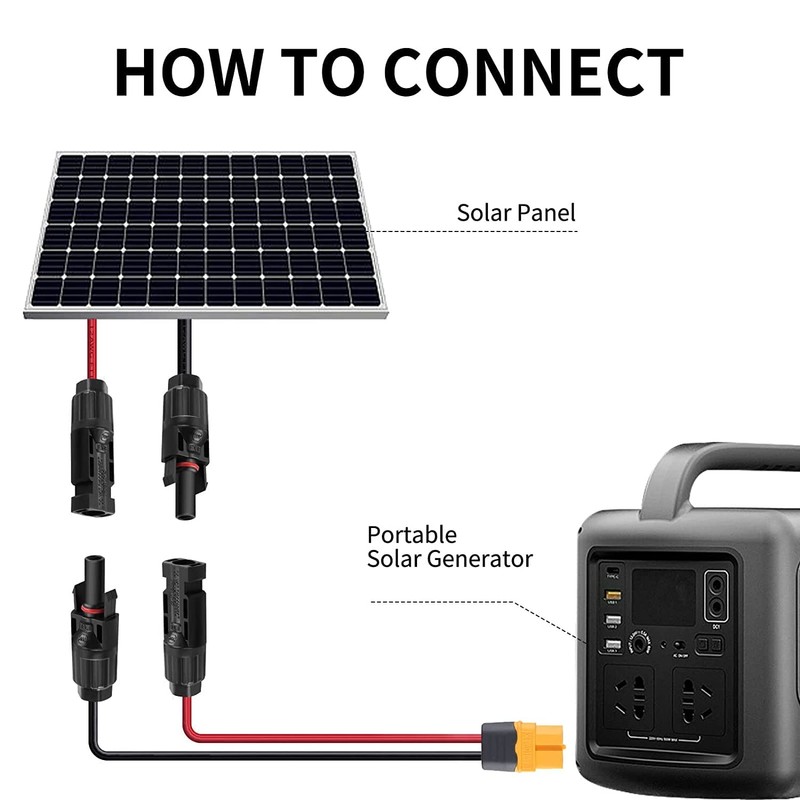 ZkeeShop Solar to XT60 Charge Extension Cable 25FT 12AWG XT60