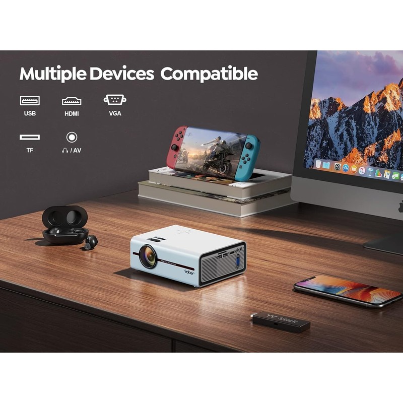 YABER U5 Mini Projector with 5G WiFi Mini Portable Outdoor