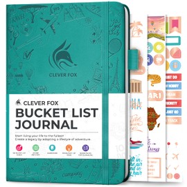 Clever Fox Bucket List Journal – Inspiring Bucket List & Travel Book for Memories & Adventures – Motivational Bucket List Notebook for Personal Use & Couples – A5, 14 x 21cm - Turquoise