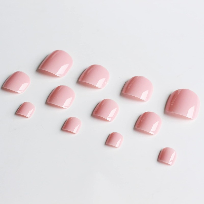 Uñas de Los Pies Postizas, 24Pcs Natural Francesas Uñas Postizas