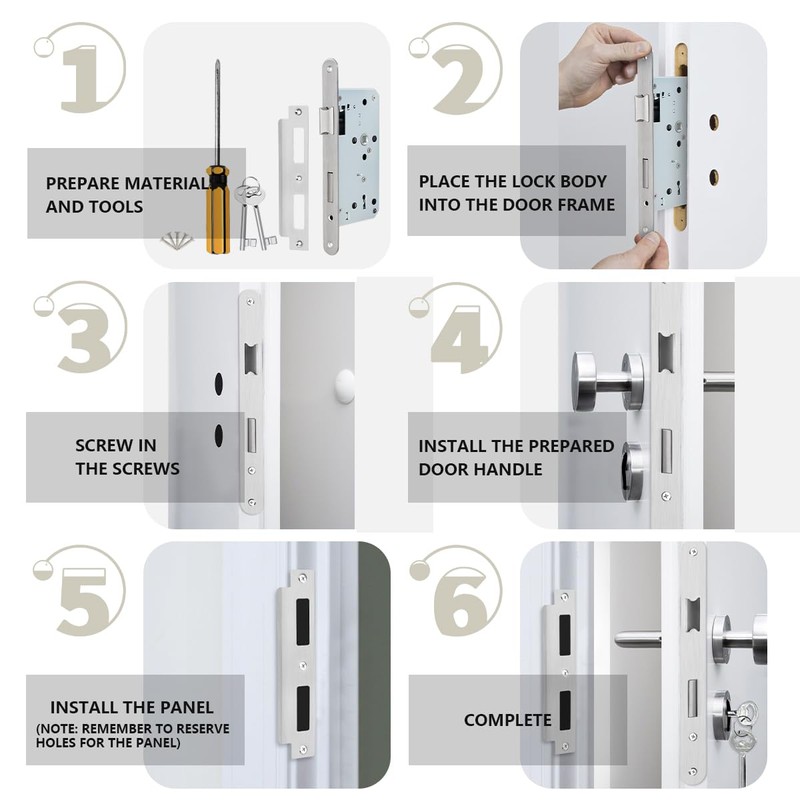 Bwintech 1 Piece Satin Nickel 7250 Mortice Lock with Two