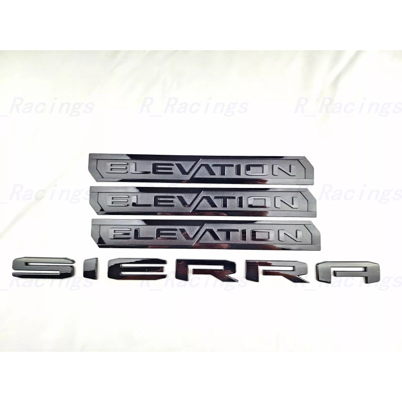 GMC 4PCS Gloss black Door Rear Elevation Sierra Emblems Badge