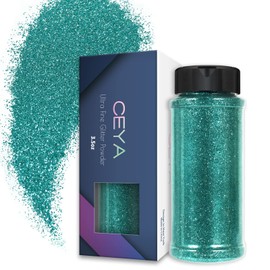 Ceya 3.5oz/ 100g Ultra Fine Glitter Powder Aquamarine Glitter 1/128” 0.008” 0.2mm for Slime Epoxy Resin Craft Tumbler Jewelry Nail Art Festival Makeup Scrapbook Painting Wedding Cards