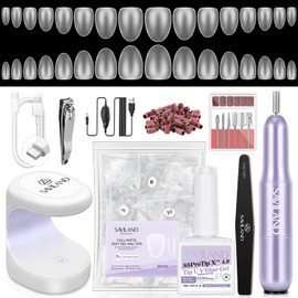 SAVILAND Advanced Salon Grade Gel Nail Kit: 500 Pcs 15 Sizes Extra Short Almond Press On Nails Kit Full Matte Surface Nail Tips 30-Day Long Lasting Bond Nail Extension Kit with Nail Drill & U V Lamp