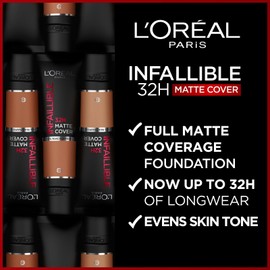 L'Oreal Paris Cover Liquid Foundation, Infallible 24H Matte Cover, Shade 25, 30ML