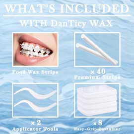 DanTicy Orthodontic Wax for Braces, 8 Pack, Clear Dental Wax for Irritation Relief, Comfort Covers for Kids & Adults