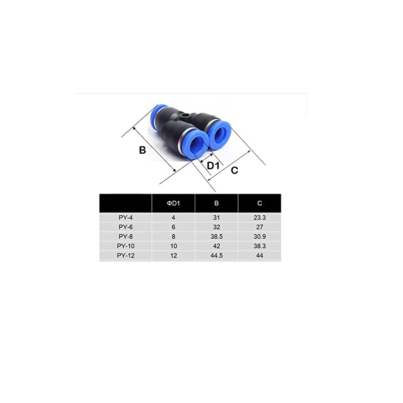 IQS pneumatic Y-piece 12 mm compressed air connector, 3-way connector,