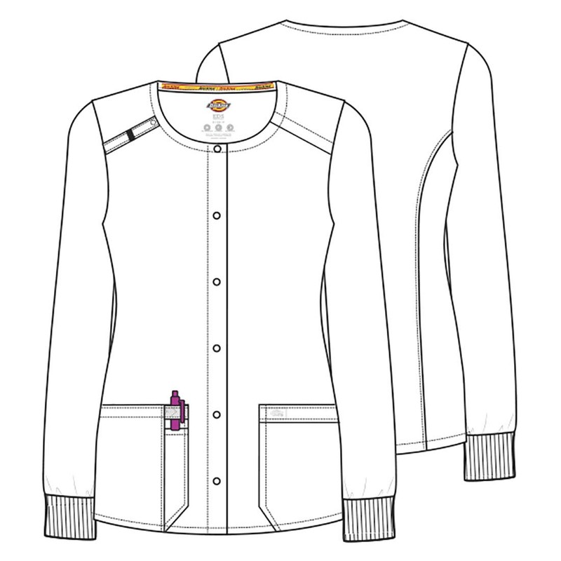 Dickies Scrub Jackets for Woman Snap Front Warm-up Jacket with