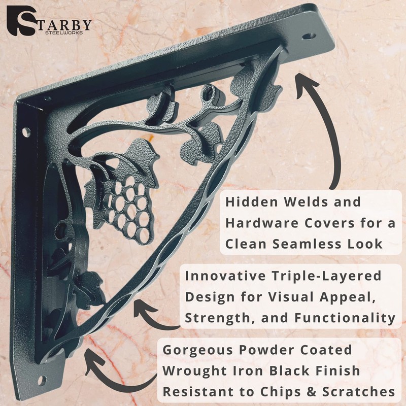 Starby Heavy Duty Wall Shelf Brackets ~ Metal Corbel Supports