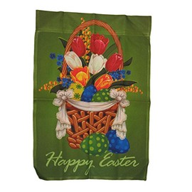 12x18 Happy Easter Eggs Egg Basket Green Banner Sleeved Garden 12"x18" Flag