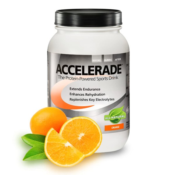 PacificHealth Accelerade, All Natural Sport Hydration Drink Mix with Protein, Carbs, and Electrolytes for Superior Energy Replenishment - Net Wt. 4.11 lb, 60 Serving (Orange)