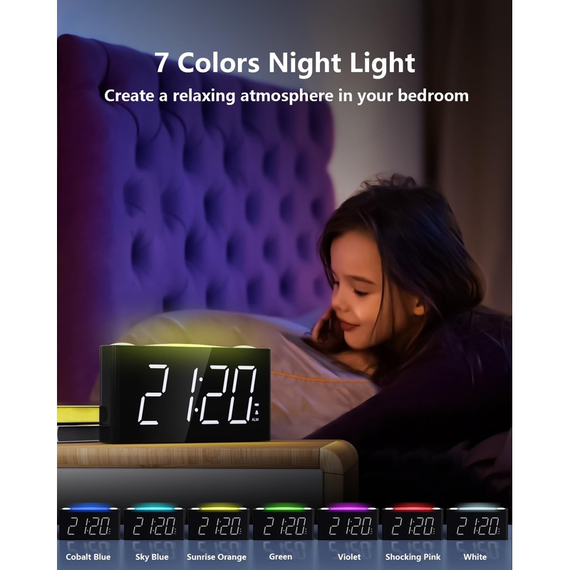 Vibrating Alarm Clock with Bed Shaker for Heavy Sleepers, Beside
