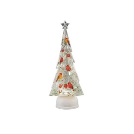 Roman, 13" H Lighted Swirl Cardinal Tree Confetti Lites, Tabletop Christmas Decor, Holiday Home Accents, Includes USB Cord