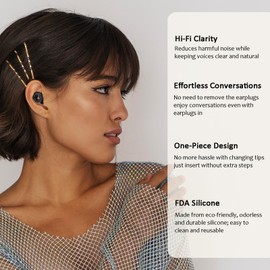 Rwen Tenz Ear Plugs- 17db (SNR) Noise Cancelling Earbuds- Silicone Earplugs for Hearing Protection, Airplane Travel, Concerts, Deep Focus -3 Pairs (Black, S,M,L)