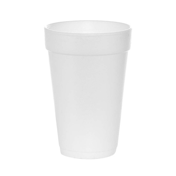 Tezzorio (100 Count) 16 oz White Foam Cups, Foam Drinking Cups, Disposable Insulated Foam Cups for Hot/Cold Drinks