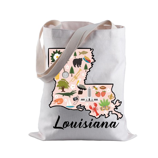 BLUPARK Louisiana - Bolsa de mano con mapa del estado de Louisiana Lover Gift Louisiana - Bolsa de compras de viaje, Luisiana, Retro