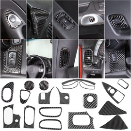 PIUGILH 19 PCS Full Set Interior Decoration Cover Kit for Corvette C6 Accessories, Soft Carbon Fiber Car Central Control Dashboard Panel Interior Trim Cover