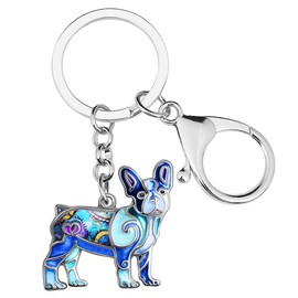 DALANE Enamel Alloy French Bulldog Dog Keychain Puppy Pets Jewelry Gifts for Women Girls Kids, blue